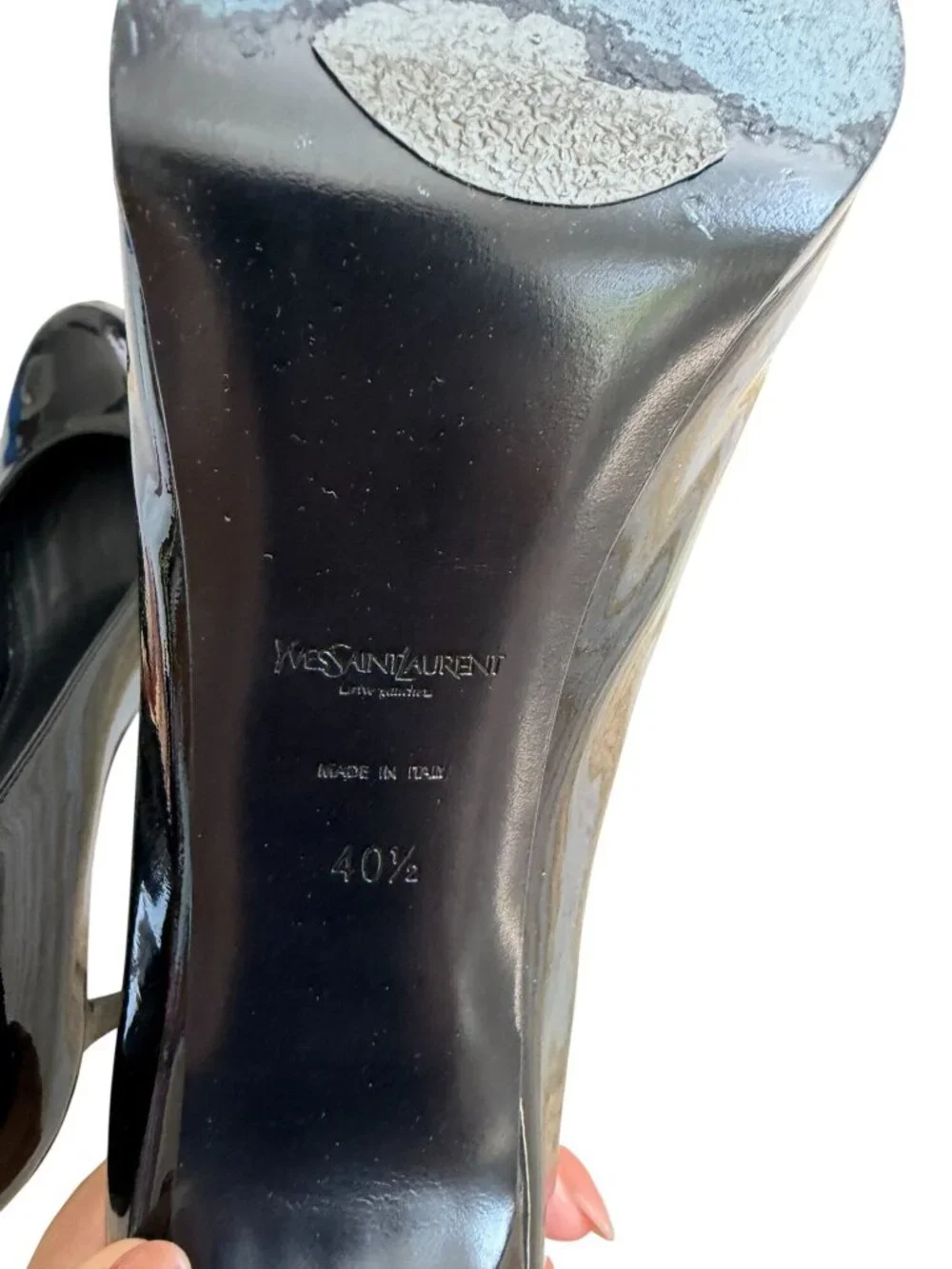 SAINT LAURENT Tribtoo Black Patent Leather Platform Heels Size 40.5 / US 10.5